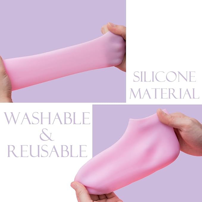 Silicone Exfoliating Foot and Hand Socks Gloves Set - 1 Pair Silicone Socks / Moisturizing Gel Heel Socks / Silicone Heel Pad For Foot Care / Multi-purpose Unisex