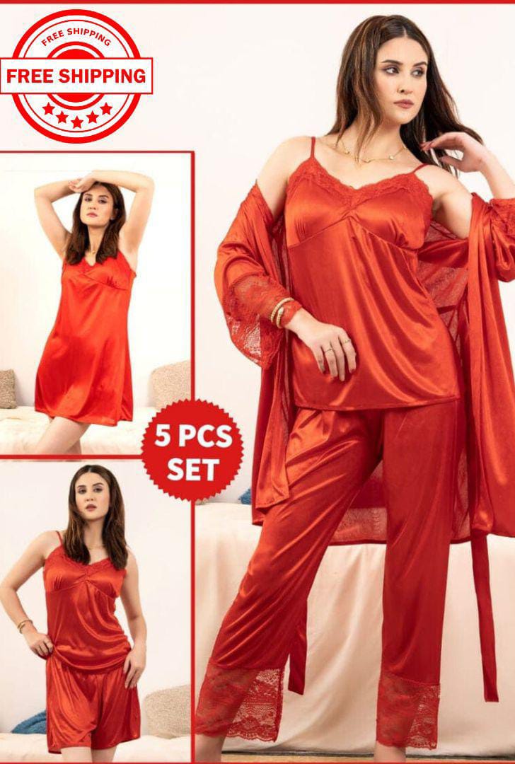 Nighty for girls full hot | 5 Pcs Nightwear | Silky Sexy Nighty | Night Dress for Girls