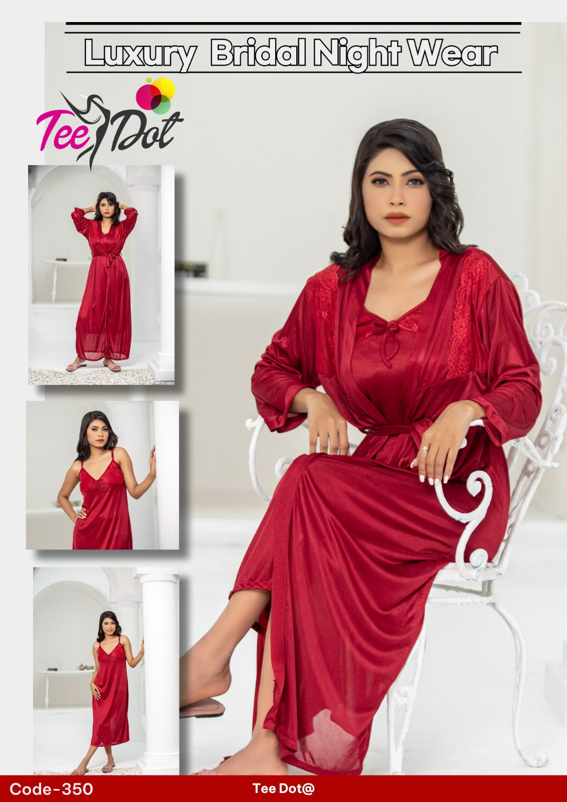 Night dress for girls-nighty for girls full hot Silky Nights 2 Pc Premium Silk Nighty