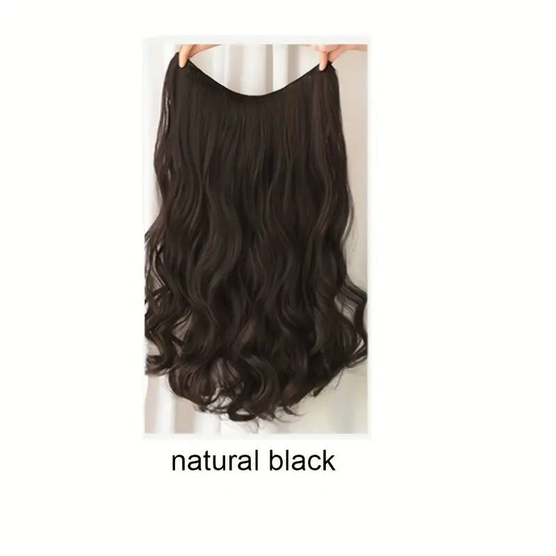 V Shape Long Wavy Hair Extension Pieces Synthetic Clip In Hair Extensions Elegant Natural Looking For Daily Use Hair Accessories Wigs/ Free Gift Hair Scrunchies